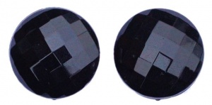 Vintage Round Faceted French Jet Clip On Earrings